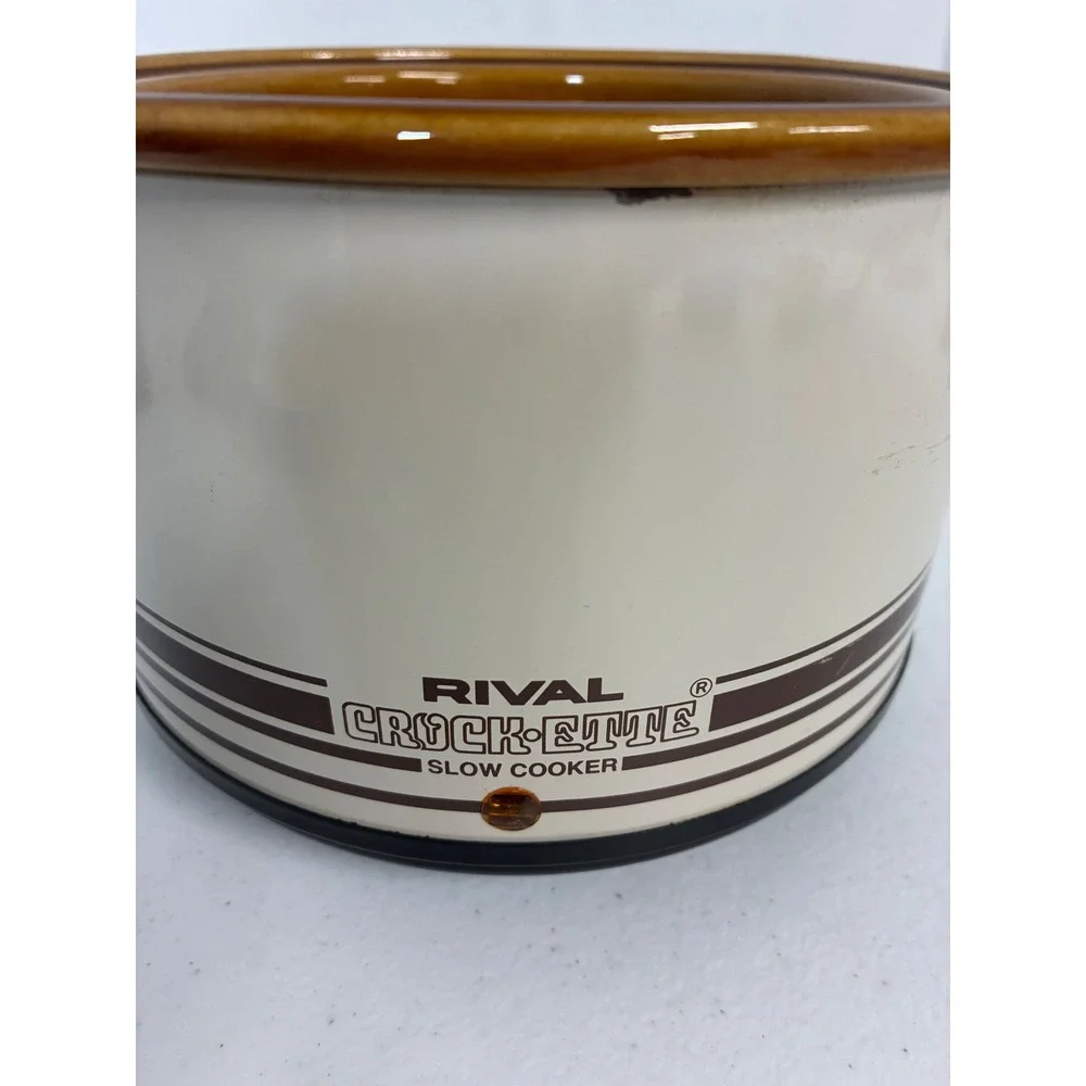 Vintage Rival Crock-Ette Slow Cooker 1 Quart Cream Brown Retro 3100/2